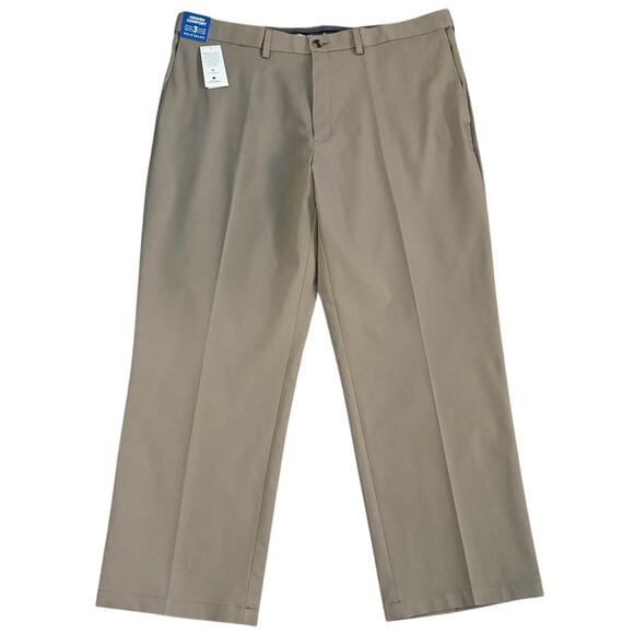 NEW Haggar Size 42 x 30 Classic Fit Cool Right Pants Khaki Tan Office Flat Front - Picture 1 of 6